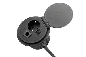 Filex - QI Power-Spot® (1x 230v, 1x USB A+C Charge, 1x Doorvoer)